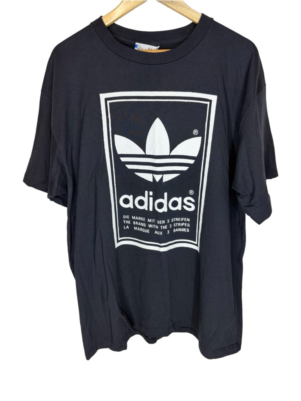 adidas Men’s Black Trefoil Logo Graphic Tee large 035T